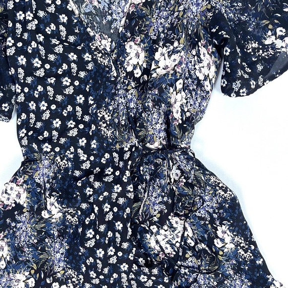 BCBGeneration Floral Sheer Flutter Sleeves Wrap Dress - Picture 3 of 4